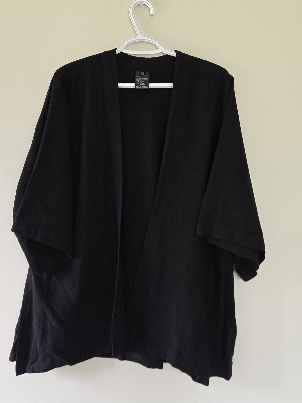 KALIYANA Black Linen Blend Kimono Jacket Lagenlook‎ Avant-Garde S/M